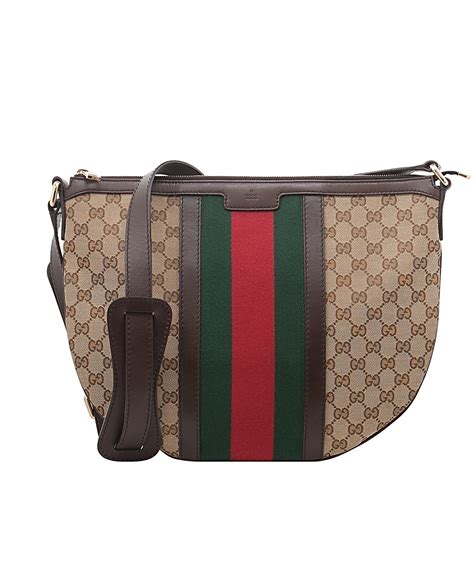 gucci hobo with green and red stripe|Vintage Gucci GG Logo Canvas Hobo Bag with Leather Trim and .